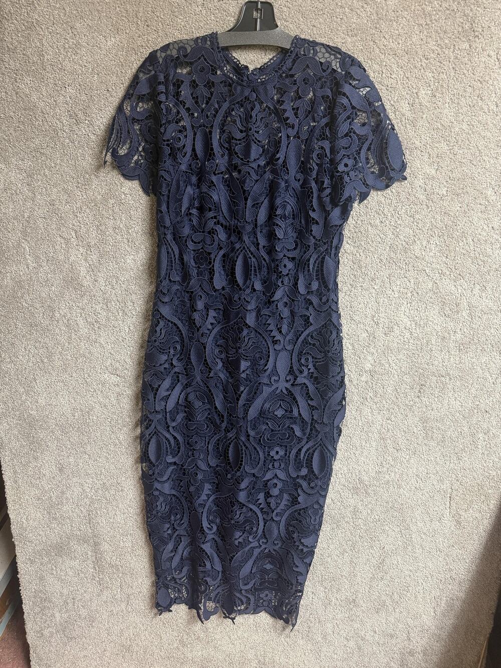 Shoshanna Midnight Sheath Dress 12 Guipure Lace Elegant Romantic Formal Cocktail